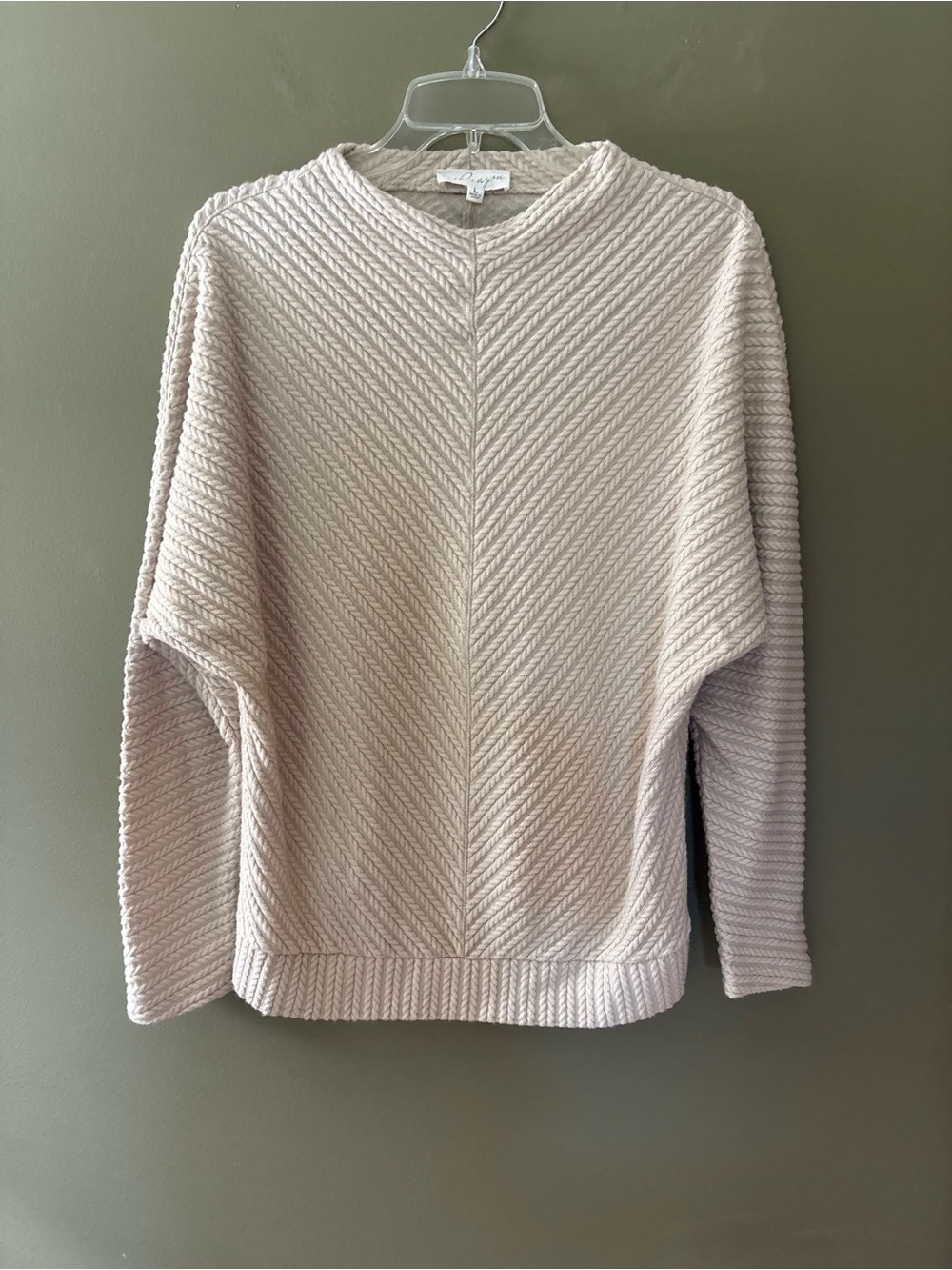Brea Canyon Marina Funnel Neck Cable Knit Sweater Size L beige/tan
